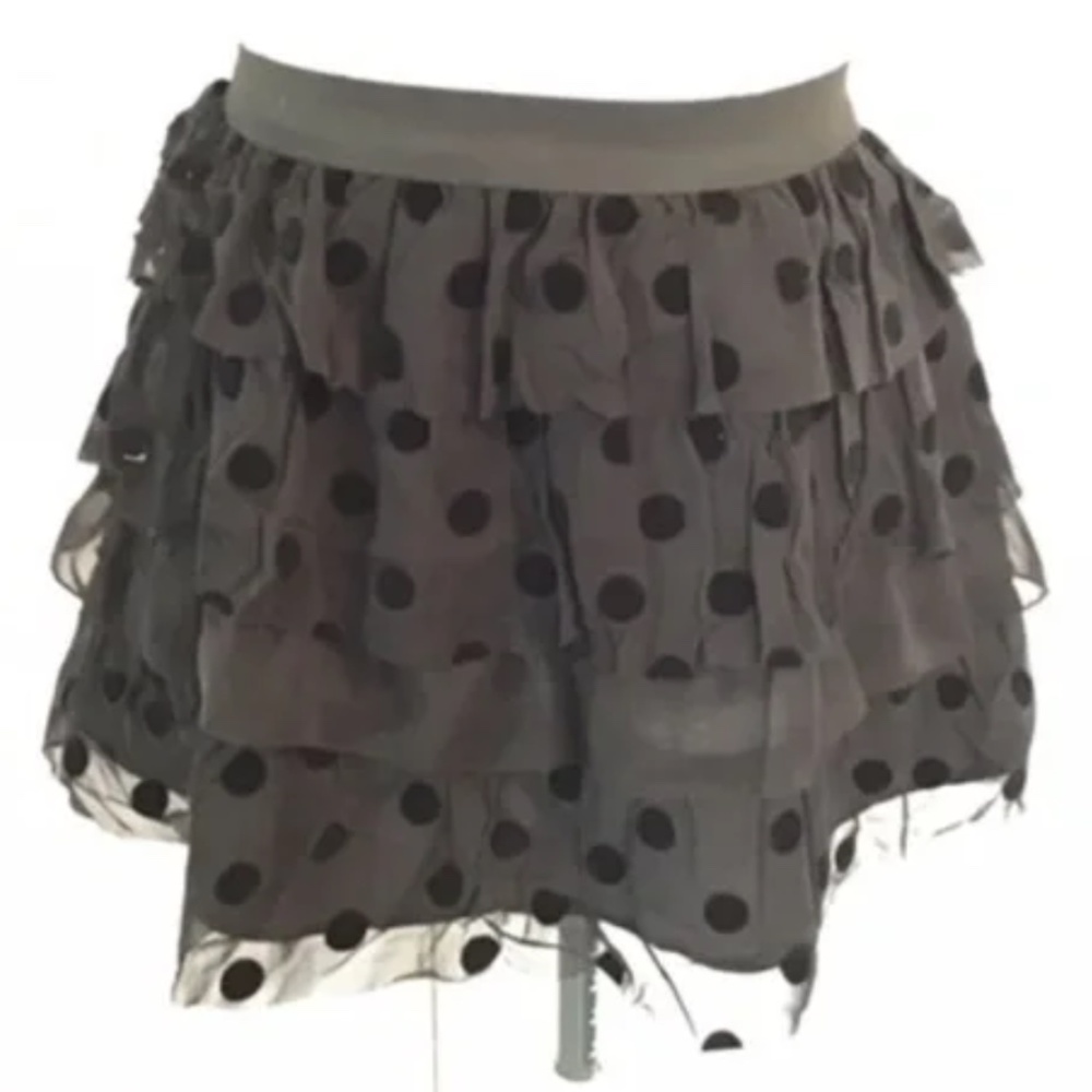 NWT Frenchi Clip Dot Ruffle Black Mini Skirt Size M - Picture 7 of 7